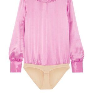 Gorgeous deep pink satin Tuxe Bodysuit Size Large.